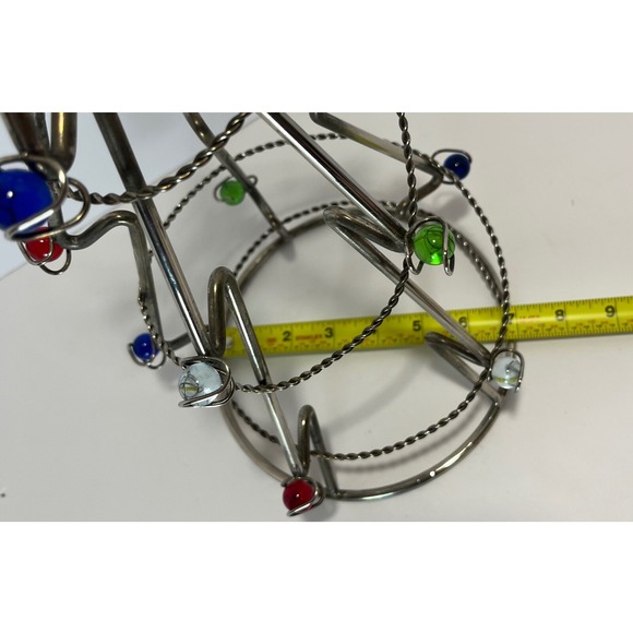 Spiral Metal Christmas Tree Multi Colored‎ Marble Ornaments Holiday Table 14" - Picture 6 of 6
